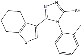 4-(2-methylphenyl)-5-(4,5,6,7-tetrahydro-1-benzothien-3-yl)-4H-1,2,4-triazol-3-yl hydrosulfide Struktur