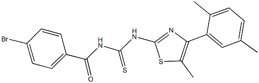 N-(4-bromobenzoyl)-N'-[4-(2,5-dimethylphenyl)-5-methyl-1,3-thiazol-2-yl]thiourea Struktur