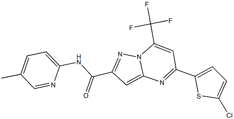 5-(5-chloro-2-thienyl)-N-(5-methyl-2-pyridinyl)-7-(trifluoromethyl)pyrazolo[1,5-a]pyrimidine-2-carboxamide Struktur