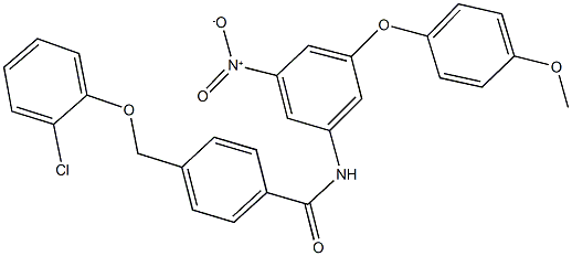 4-[(2-chlorophenoxy)methyl]-N-[3-nitro-5-(4-methoxyphenoxy)phenyl]benzamide Struktur