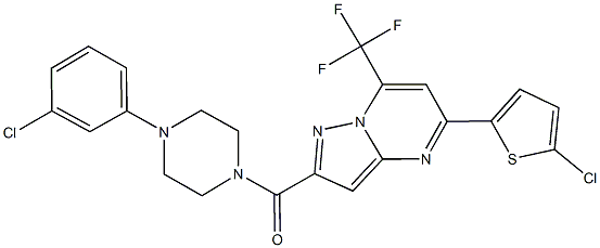 2-{[4-(3-chlorophenyl)-1-piperazinyl]carbonyl}-5-(5-chloro-2-thienyl)-7-(trifluoromethyl)pyrazolo[1,5-a]pyrimidine Struktur