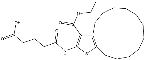 5-{[3-(ethoxycarbonyl)-5,6,7,8,9,10,11,12,13,14-decahydro-4H-cyclotrideca[b]thien-2-yl]amino}-5-oxopentanoic acid Struktur