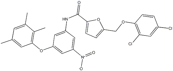 5-[(2,4-dichlorophenoxy)methyl]-N-[3-nitro-5-(2,3,5-trimethylphenoxy)phenyl]-2-furamide Struktur