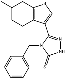 4-benzyl-5-(6-methyl-4,5,6,7-tetrahydro-1-benzothien-3-yl)-4H-1,2,4-triazole-3-thiol Struktur