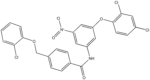 4-[(2-chlorophenoxy)methyl]-N-{3-(2,4-dichlorophenoxy)-5-nitrophenyl}benzamide Struktur