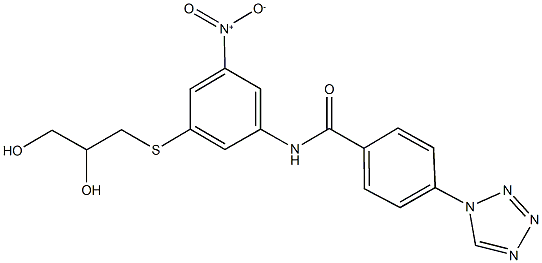 N-{3-[(2,3-dihydroxypropyl)sulfanyl]-5-nitrophenyl}-4-(1H-tetraazol-1-yl)benzamide Struktur