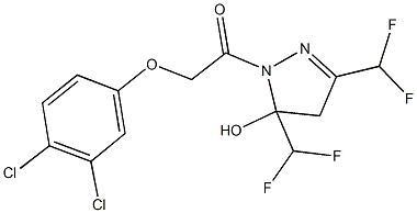 1-[(3,4-dichlorophenoxy)acetyl]-3,5-bis(difluoromethyl)-4,5-dihydro-1H-pyrazol-5-ol Struktur