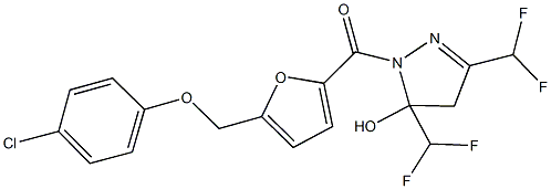 1-{5-[(4-chlorophenoxy)methyl]-2-furoyl}-3,5-bis(difluoromethyl)-4,5-dihydro-1H-pyrazol-5-ol Struktur