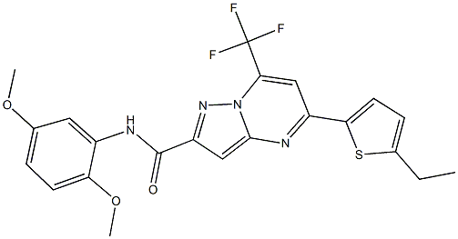 N-(2,5-dimethoxyphenyl)-5-(5-ethyl-2-thienyl)-7-(trifluoromethyl)pyrazolo[1,5-a]pyrimidine-2-carboxamide Struktur