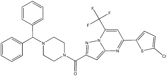 2-[(4-benzhydryl-1-piperazinyl)carbonyl]-5-(5-chloro-2-thienyl)-7-(trifluoromethyl)pyrazolo[1,5-a]pyrimidine Struktur