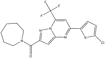 2-(1-azepanylcarbonyl)-5-(5-chloro-2-thienyl)-7-(trifluoromethyl)pyrazolo[1,5-a]pyrimidine Struktur