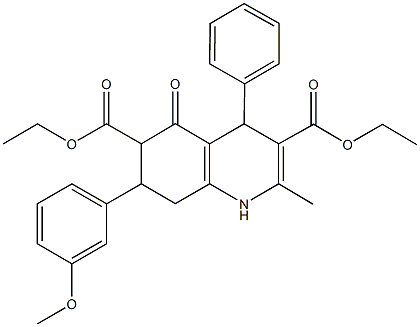 diethyl 7-(3-methoxyphenyl)-2-methyl-5-oxo-4-phenyl-1,4,5,6,7,8-hexahydro-3,6-quinolinedicarboxylate Struktur