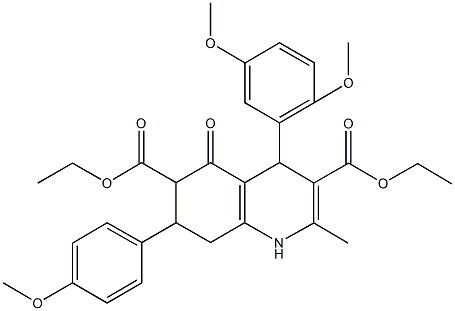 diethyl 4-(2,5-dimethoxyphenyl)-7-(4-methoxyphenyl)-2-methyl-5-oxo-1,4,5,6,7,8-hexahydro-3,6-quinolinedicarboxylate Struktur