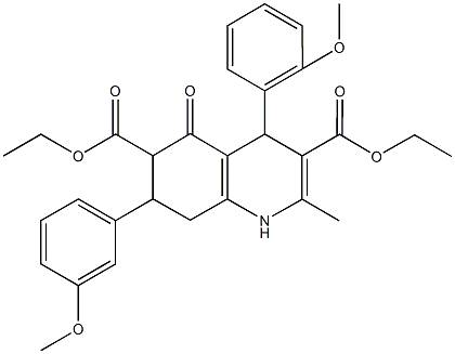 diethyl 4-(2-methoxyphenyl)-7-(3-methoxyphenyl)-2-methyl-5-oxo-1,4,5,6,7,8-hexahydro-3,6-quinolinedicarboxylate Struktur