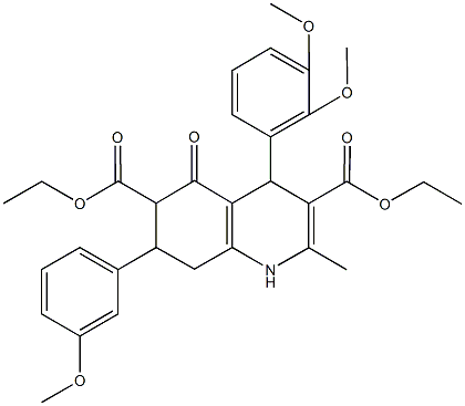 diethyl 4-(2,3-dimethoxyphenyl)-7-(3-methoxyphenyl)-2-methyl-5-oxo-1,4,5,6,7,8-hexahydro-3,6-quinolinedicarboxylate Struktur