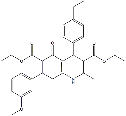 diethyl 4-(4-ethylphenyl)-7-(3-methoxyphenyl)-2-methyl-5-oxo-1,4,5,6,7,8-hexahydro-3,6-quinolinedicarboxylate Struktur