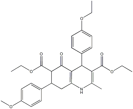 diethyl 4-(4-ethoxyphenyl)-7-(4-methoxyphenyl)-2-methyl-5-oxo-1,4,5,6,7,8-hexahydro-3,6-quinolinedicarboxylate Struktur