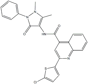 2-(5-chloro-2-thienyl)-N-(1,5-dimethyl-3-oxo-2-phenyl-2,3-dihydro-1H-pyrazol-4-yl)-4-quinolinecarboxamide Struktur