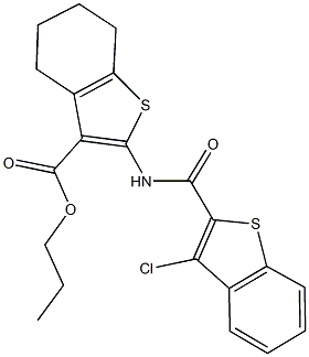 propyl 2-{[(3-chloro-1-benzothien-2-yl)carbonyl]amino}-4,5,6,7-tetrahydro-1-benzothiophene-3-carboxylate Struktur