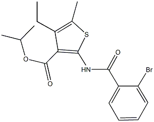 isopropyl 2-[(2-bromobenzoyl)amino]-4-ethyl-5-methyl-3-thiophenecarboxylate Struktur