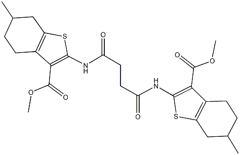 methyl 2-[(4-{[3-(methoxycarbonyl)-6-methyl-4,5,6,7-tetrahydro-1-benzothien-2-yl]amino}-4-oxobutanoyl)amino]-6-methyl-4,5,6,7-tetrahydro-1-benzothiophene-3-carboxylate Struktur