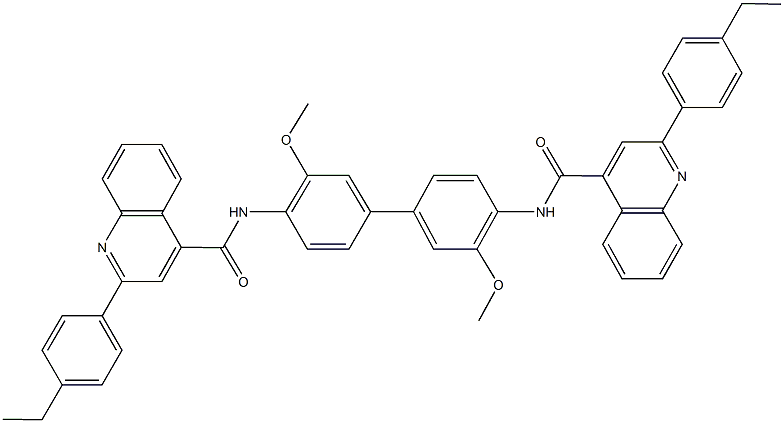 2-(4-ethylphenyl)-N-[4'-({[2-(4-ethylphenyl)-4-quinolinyl]carbonyl}amino)-3,3'-dimethoxy[1,1'-biphenyl]-4-yl]-4-quinolinecarboxamide Struktur