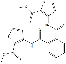 methyl 3-{[2-({[2-(methoxycarbonyl)-3-thienyl]amino}carbonyl)benzoyl]amino}-2-thiophenecarboxylate Struktur