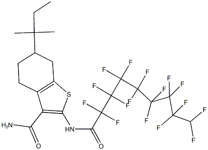 2-[(2,2,3,3,4,4,5,5,6,6,7,7,8,8,9,9-hexadecafluorononanoyl)amino]-6-tert-pentyl-4,5,6,7-tetrahydro-1-benzothiophene-3-carboxamide Struktur