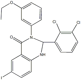 2-(2,3-dichlorophenyl)-3-(3-ethoxyphenyl)-6-iodo-2,3-dihydro-4(1H)-quinazolinone Struktur