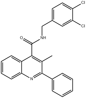 N-(3,4-dichlorobenzyl)-3-methyl-2-phenyl-4-quinolinecarboxamide Struktur