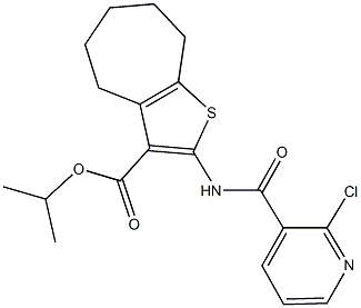 isopropyl 2-{[(2-chloro-3-pyridinyl)carbonyl]amino}-5,6,7,8-tetrahydro-4H-cyclohepta[b]thiophene-3-carboxylate Struktur