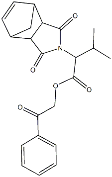 2-oxo-2-phenylethyl 2-(3,5-dioxo-4-azatricyclo[5.2.1.0~2,6~]dec-8-en-4-yl)-3-methylbutanoate Struktur