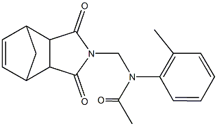 N-[(3,5-dioxo-4-azatricyclo[5.2.1.0~2,6~]dec-8-en-4-yl)methyl]-N-(2-methylphenyl)acetamide Struktur