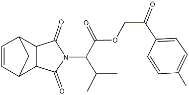 2-(4-methylphenyl)-2-oxoethyl 2-(3,5-dioxo-4-azatricyclo[5.2.1.0~2,6~]dec-8-en-4-yl)-3-methylbutanoate Struktur