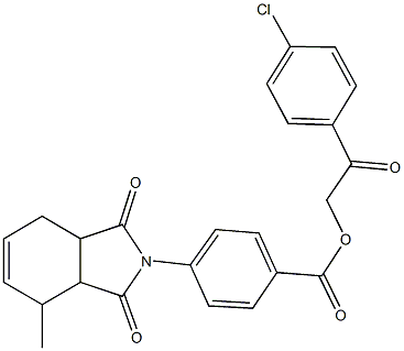 2-(4-chlorophenyl)-2-oxoethyl 4-(4-methyl-1,3-dioxo-1,3,3a,4,7,7a-hexahydro-2H-isoindol-2-yl)benzoate Struktur