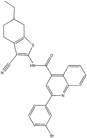 2-(3-bromophenyl)-N-(3-cyano-6-ethyl-4,5,6,7-tetrahydro-1-benzothiophen-2-yl)-4-quinolinecarboxamide Struktur