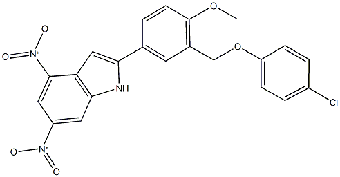 2-{3-[(4-chlorophenoxy)methyl]-4-methoxyphenyl}-4,6-dinitro-1H-indole Struktur