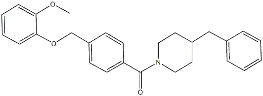 4-benzyl-1-{4-[(2-methoxyphenoxy)methyl]benzoyl}piperidine Struktur