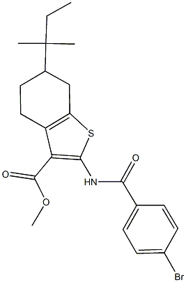 methyl 2-[(4-bromobenzoyl)amino]-6-tert-pentyl-4,5,6,7-tetrahydro-1-benzothiophene-3-carboxylate Struktur