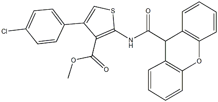 methyl 4-(4-chlorophenyl)-2-[(9H-xanthen-9-ylcarbonyl)amino]-3-thiophenecarboxylate Struktur