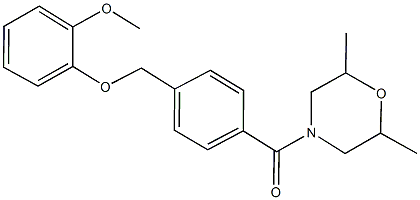 4-{4-[(2-methoxyphenoxy)methyl]benzoyl}-2,6-dimethylmorpholine Struktur