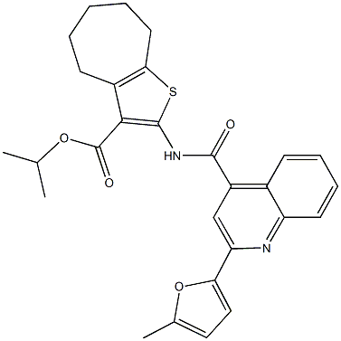 isopropyl 2-({[2-(5-methyl-2-furyl)-4-quinolinyl]carbonyl}amino)-5,6,7,8-tetrahydro-4H-cyclohepta[b]thiophene-3-carboxylate Struktur