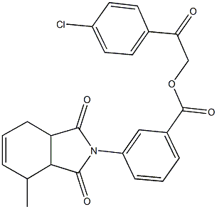 2-(4-chlorophenyl)-2-oxoethyl 3-(4-methyl-1,3-dioxo-1,3,3a,4,7,7a-hexahydro-2H-isoindol-2-yl)benzoate Struktur