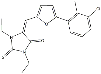 5-{[5-(3-chloro-2-methylphenyl)-2-furyl]methylene}-1,3-diethyl-2-thioxo-4-imidazolidinone Struktur