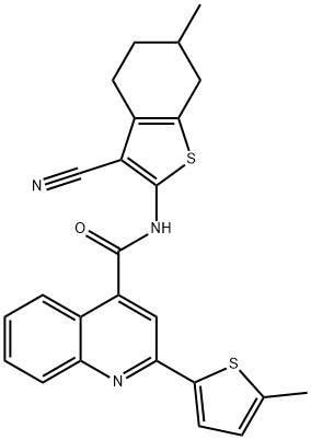 N-(3-cyano-6-methyl-4,5,6,7-tetrahydro-1-benzothien-2-yl)-2-(5-methyl-2-thienyl)-4-quinolinecarboxamide Struktur