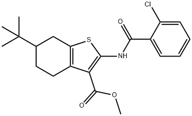 methyl 6-tert-butyl-2-[(2-chlorobenzoyl)amino]-4,5,6,7-tetrahydro-1-benzothiophene-3-carboxylate Struktur