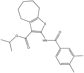 isopropyl 2-[(3,4-dimethylbenzoyl)amino]-5,6,7,8-tetrahydro-4H-cyclohepta[b]thiophene-3-carboxylate Struktur