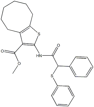 methyl 2-{[phenyl(phenylsulfanyl)acetyl]amino}-4,5,6,7,8,9-hexahydrocycloocta[b]thiophene-3-carboxylate Struktur