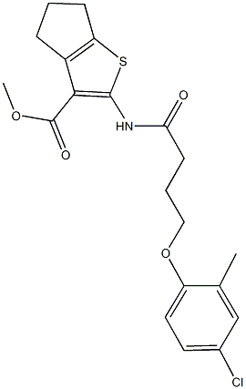 methyl 2-{[4-(4-chloro-2-methylphenoxy)butanoyl]amino}-5,6-dihydro-4H-cyclopenta[b]thiophene-3-carboxylate Struktur