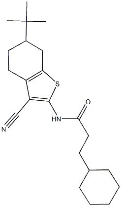 N-(6-tert-butyl-3-cyano-4,5,6,7-tetrahydro-1-benzothien-2-yl)-3-cyclohexylpropanamide Struktur